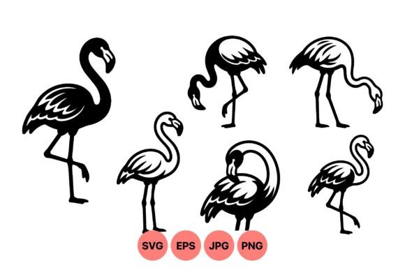 Black Flamingo Silhouette Collection: Graphics & Illustrations