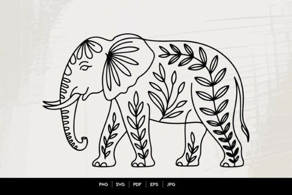 Boho Elephant Line Art SVG: Graphics & Illustrations for Handmade Brands