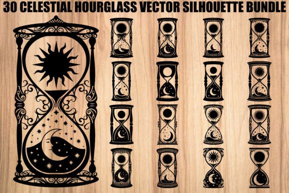 Celestial Hourglass Silhouette Bundle Graphics
