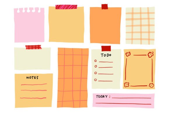 Colorful Sticky Notes Memo Planner SetAr: Graphics & Illustrations