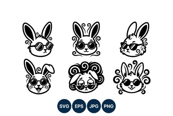 Cool Rabbit Silhouettes with Sunglasses