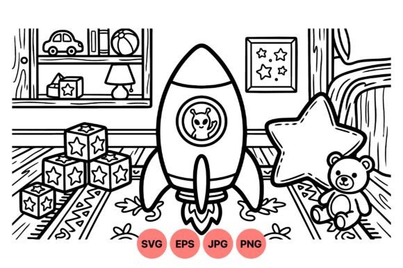 Cute Kids Rocket Toy Clipart: Graphics & Illustrations for Playful Branding