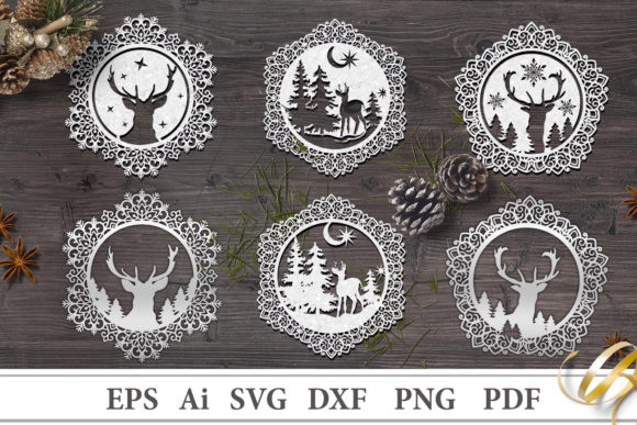 Decorative Christmas Stencils with Deer Graphics for Crafts