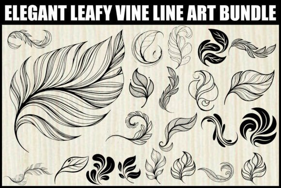 Elegant Leafy Vine Line Art Bundle