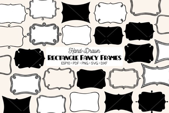 Fancy Rectangular Frames Border Monogram Graphics