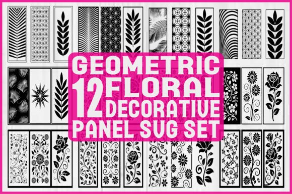 Geometric Floral Decorative Panel Graphics for Crafts