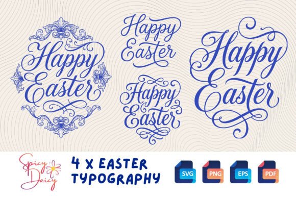 Happy Easter Typography Graphics for Digital Sellers