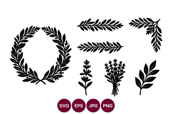 Laurel Wreath Line Art Bundle: Graphics & Illustrations