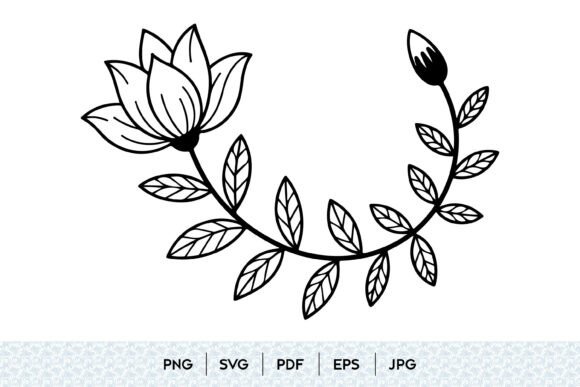 Lotus Flower Branch Line Art SVG: Graphics & Illustrations Review