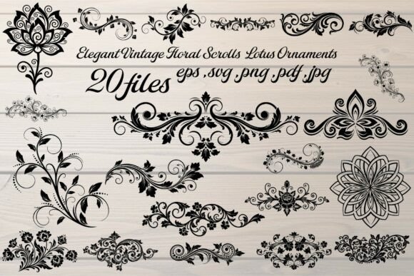 Lotus Ornaments Vector Set Graphics for Digital Selling