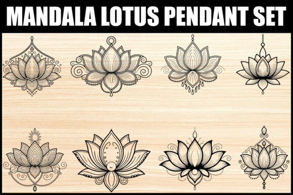 Mandala Lotus Pendant Vector Pack Graphics for Crafting