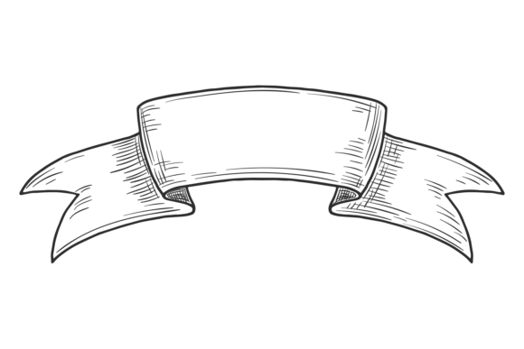Medieval Engraving Ribbon Flag Graphics for Branding