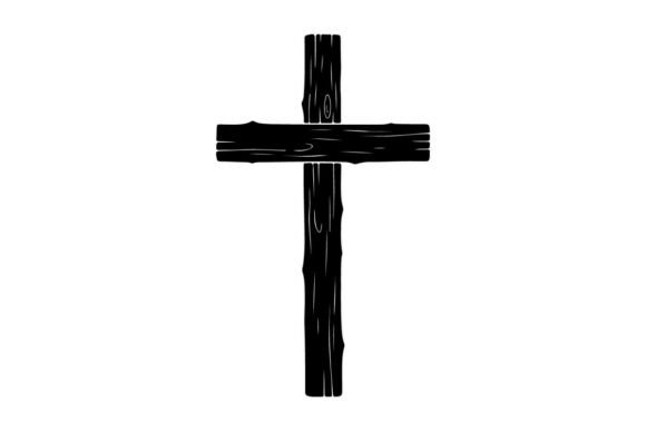 Minimalist Black Wooden Cross Symbol Graphics & Illustrations
