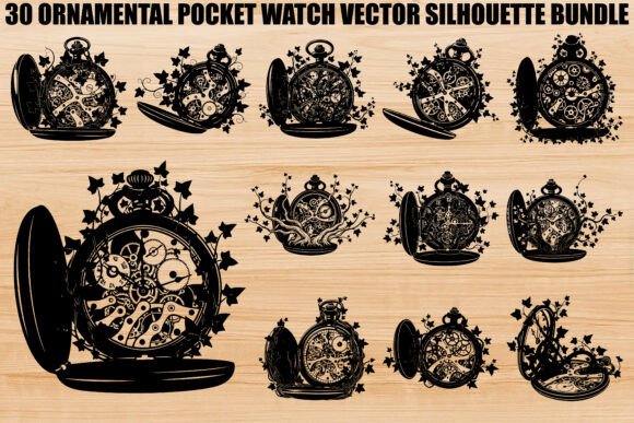 Ornamental Pocket Watch Graphics for Digital Sellers