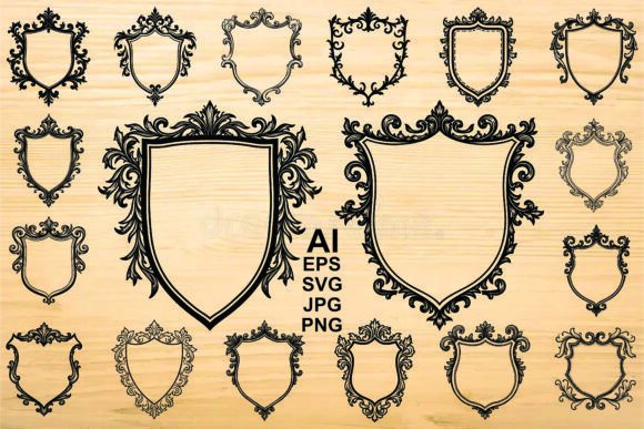 Ornate Shield Frame Silhouette
