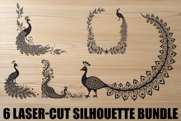 Peacock Laser-Cut Silhouette Bundle: Graphics & Illustrations
