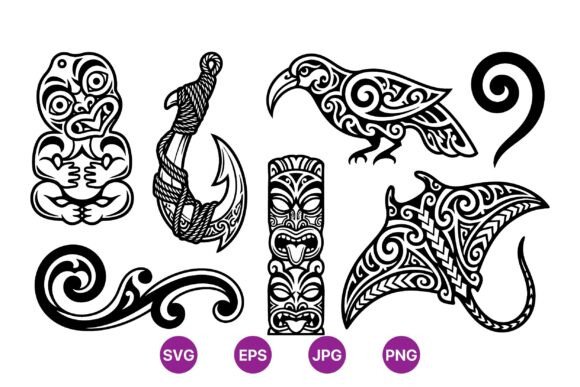Polynesian Tribal Tattoo SVG Art: Graphics & Illustrations