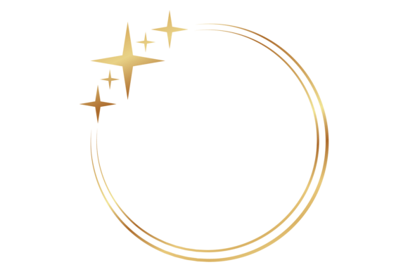 Round Golden Border with Star Glitter Graphics