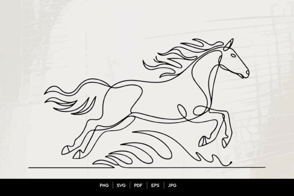 Running Horse Line Art SVG: Graphics & Illustrations for Sellers