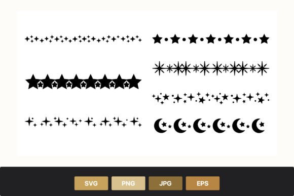 Star Moon Border Set: Black & White Celestial Graphics