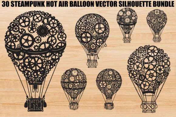 Steampunk Balloon Design Bundle: Graphics & Illustrations