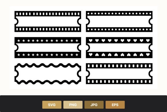 Ticket Frame Borders Black White: Graphics & Illustrations