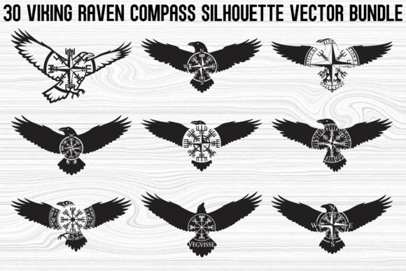 Viking Raven Compass Bundle: Graphics & Illustrations