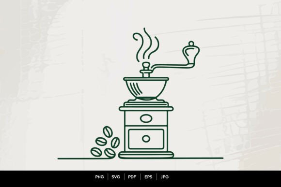 Vintage Coffee Grinder Line Art