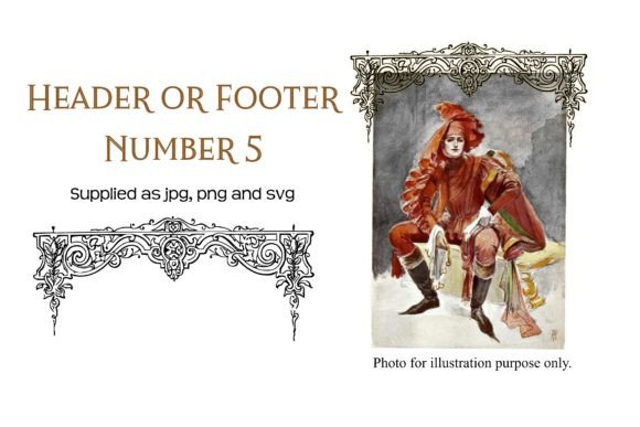 Vintage Decorative Header or Footer 5 Graphics for Crafts