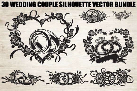 Wedding Rings Silhouette Bundle: Graphics & Illustrations