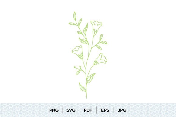 Wildflower Branch Line Art SVG: Graphics & Illustrations