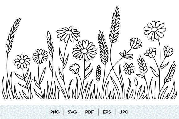 Wildflower Meadow Line Art: Graphics & Illustrations for Local Brands