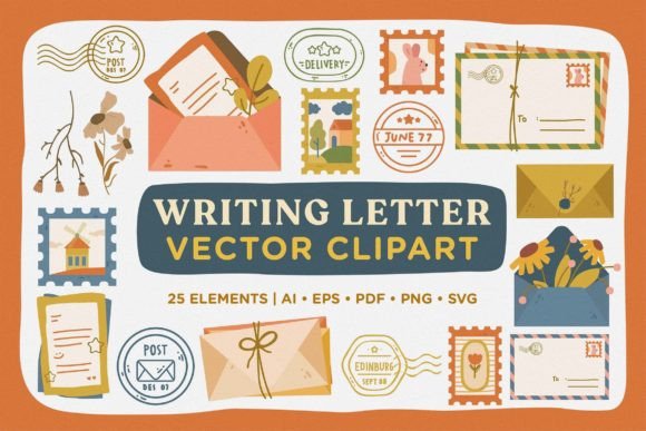 Writing Letter Vector Clipart Pack Graphics